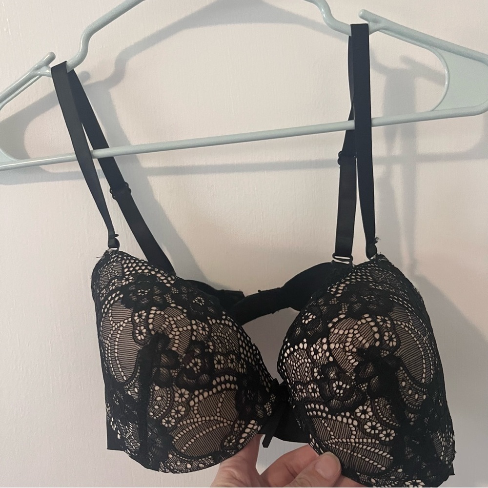 Prima Valentine Lace Push Up Bra Black & Nude Size 36C